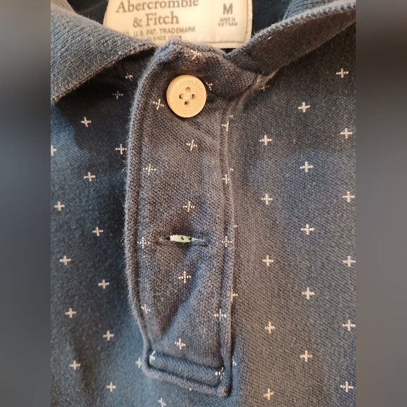 NOT FOR SALE A& F Stretch Polo Navy & white Cross pattern Size M - Picture 4 of 6